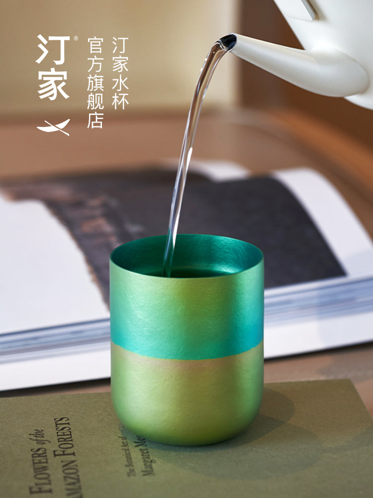 TINGHOME Dew Cup – Meadow Design, Elegant Ceramic Tea Cup, Soft Green Color, Perfect for Relaxing Tea Moments