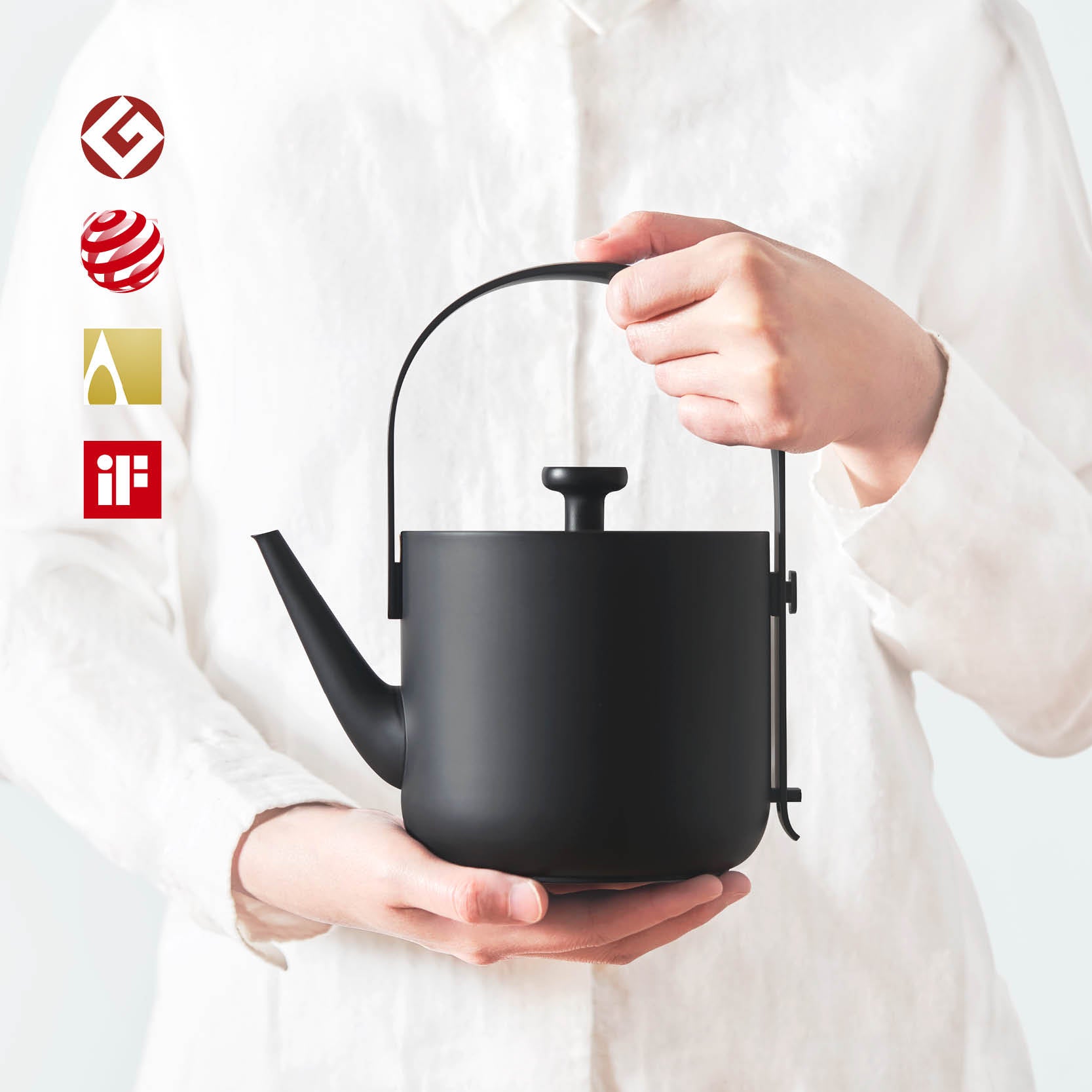 TINGHOME Teawith Kettle – Charcoal Ceramic, Sleek Design with Ergonomic Handle, Ideal for Modern Tea Enthusiasts