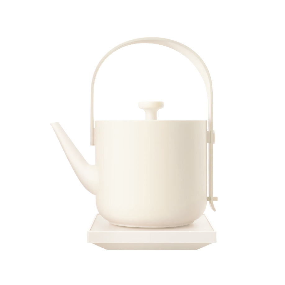 TINGHOME Teawith Kettle – Rice White Ceramic, Minimalist Design with Ergonomic Handle, Perfect for Elegant Tea Experiences